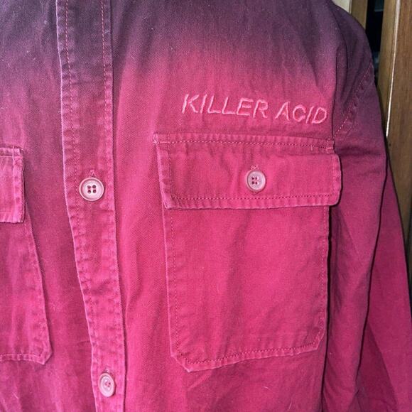 Killler Acid Maroon Button Up Vintage Shirt HTF Men's Size S‎ 100% Cotton - Picture 4 of 7